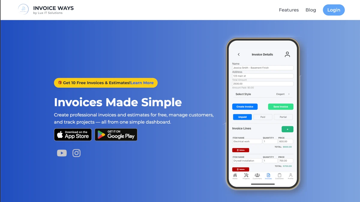 InvoiceWays Landing Page